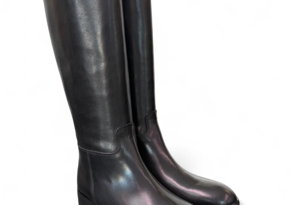 Stivale cavallerizzo tubo pelle nera Anima <BR/> 