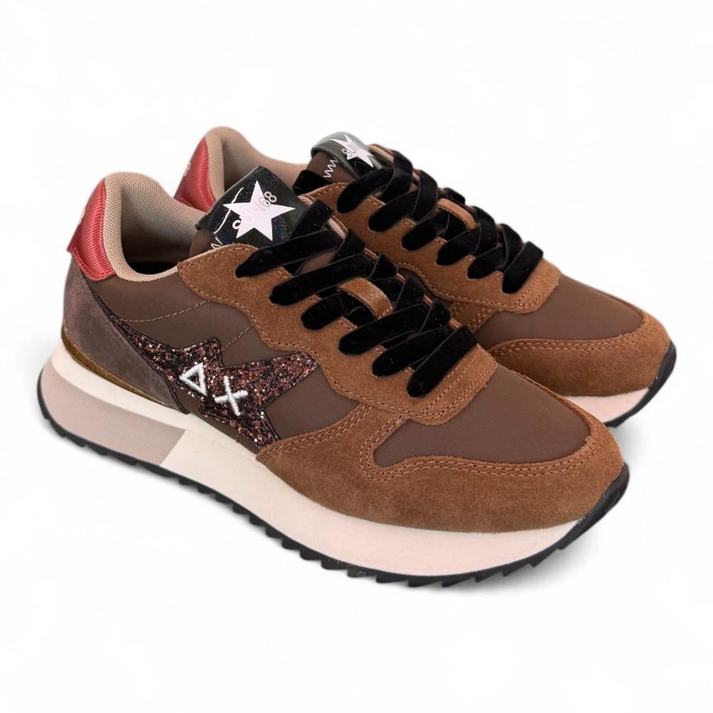 Sneaker donna Sun68 Stargirl glitter logo marrone 