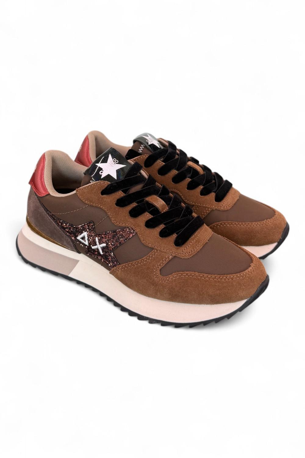 Sneaker donna Sun68 Stargirl glitter logo marrone 