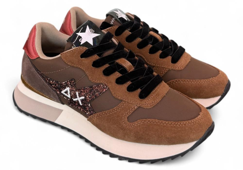 Sneaker donna Sun68 Stargirl glitter logo marrone 