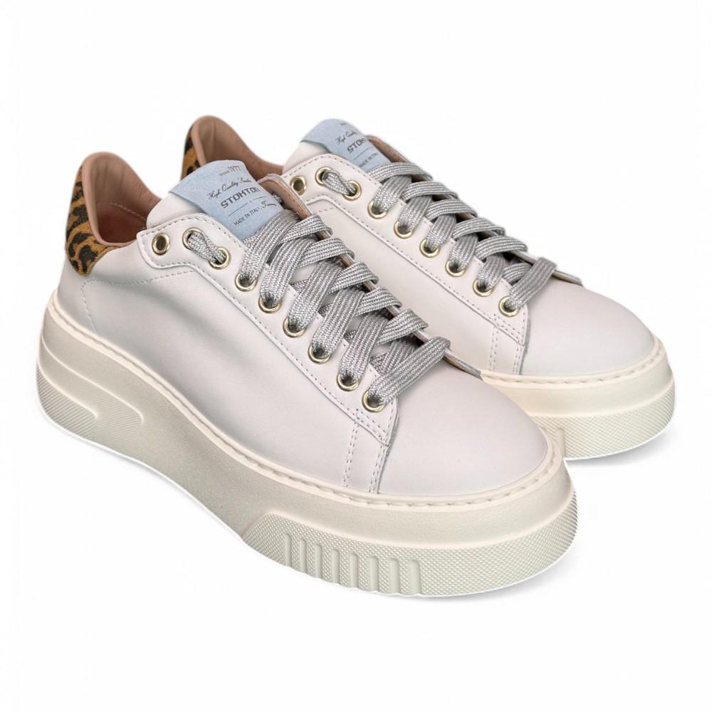 Sneaker donna Stokton pelle bianca platform 