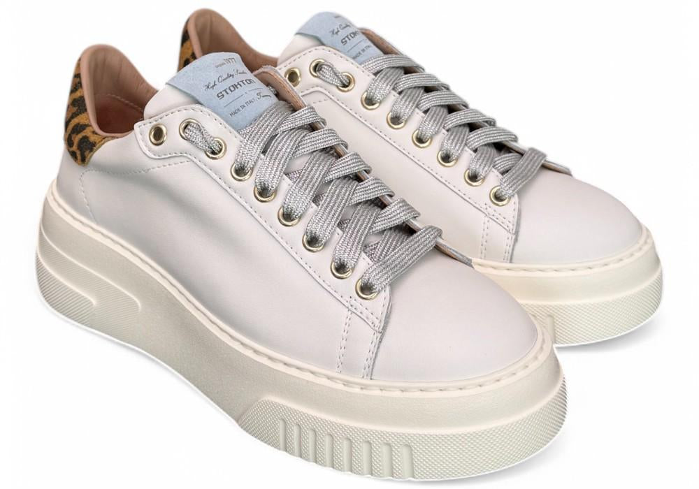 Sneaker donna Stokton pelle bianca platform 