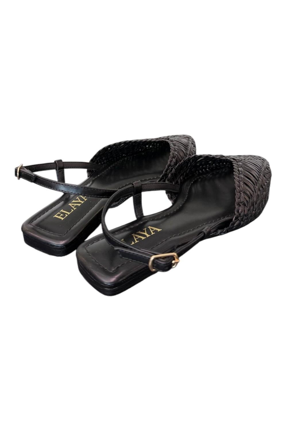 Slingback intrecciata pelle nera Elaya 