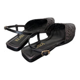 Slingback intrecciata pelle nera Elaya 