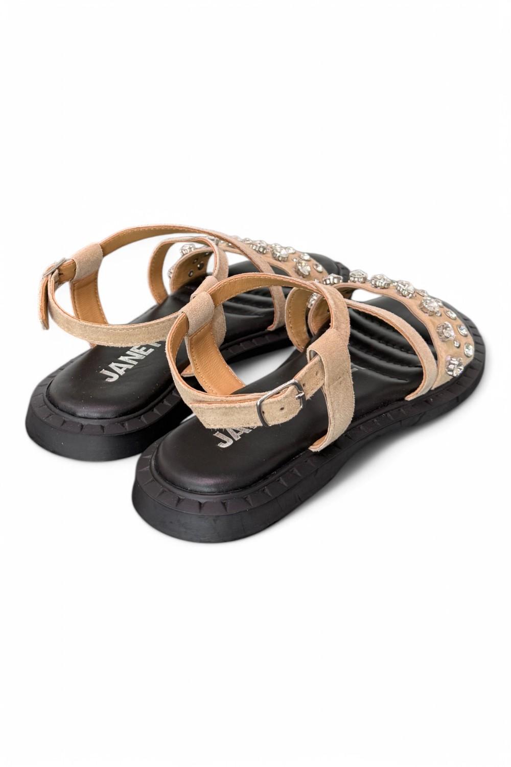 Sandalo suede beige strass Janet & Janet 