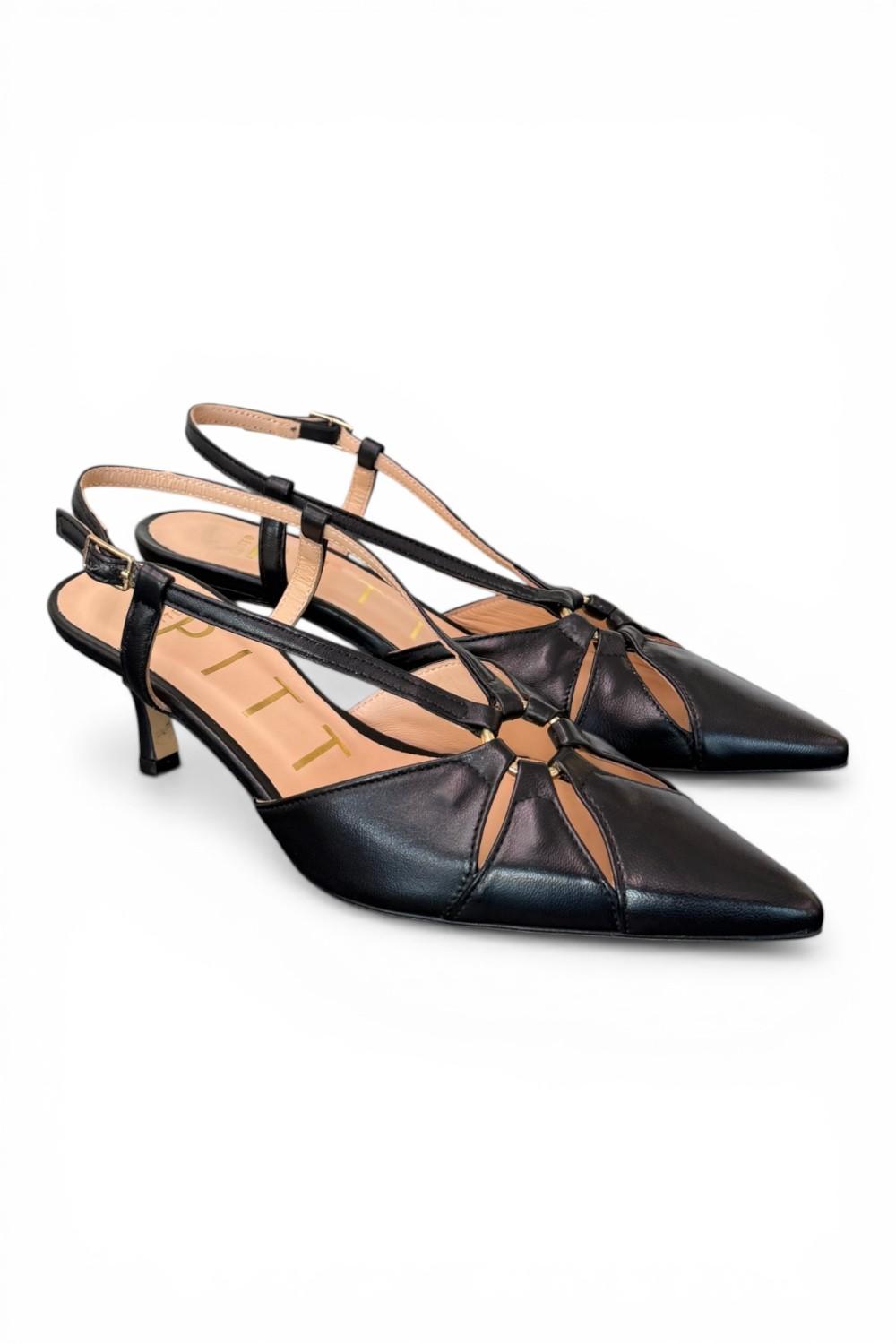 Slingback pelle nera T50  Matteo Pitti 