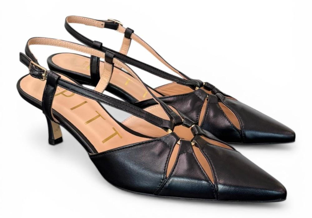 Slingback pelle nera T50  Matteo Pitti 