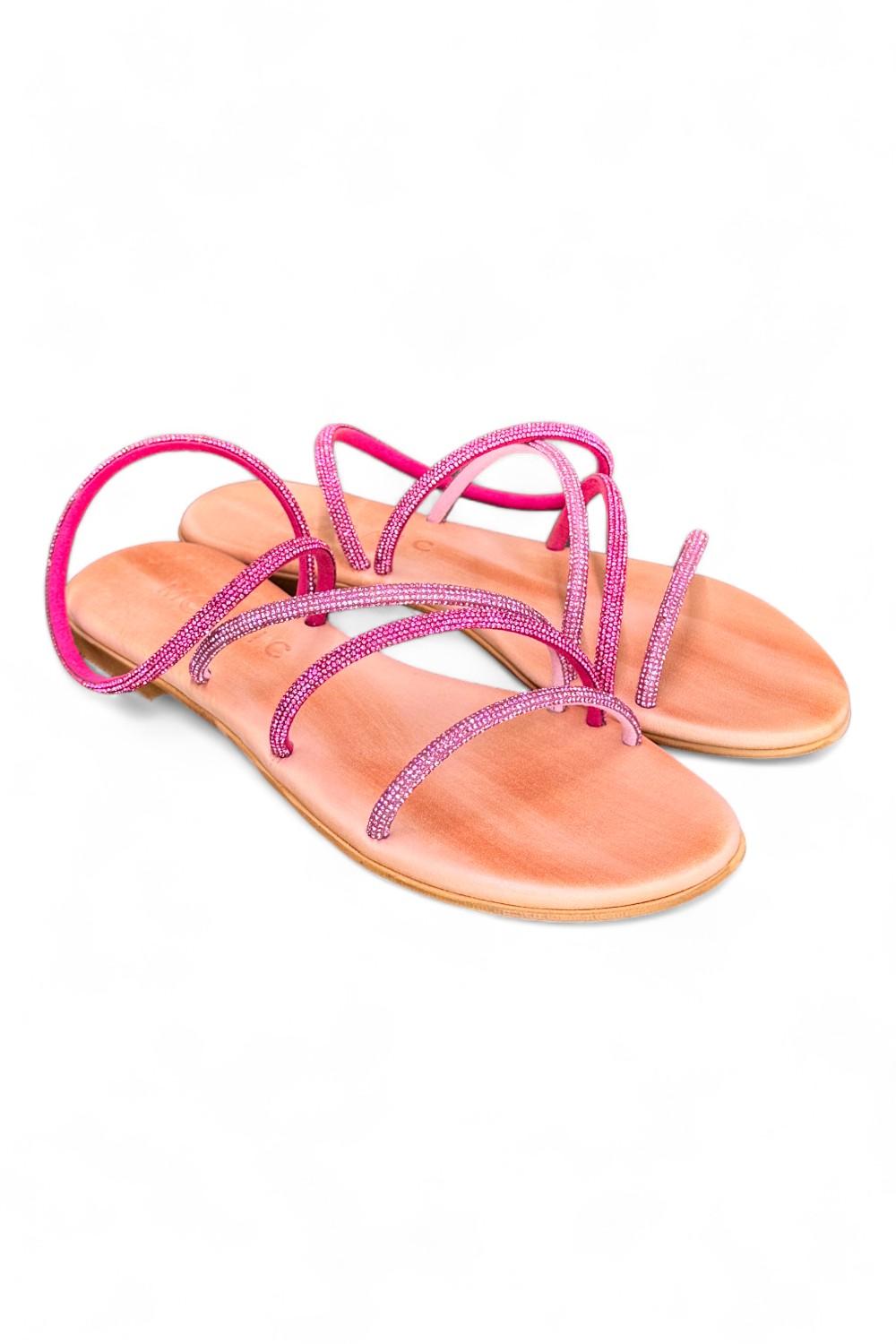 Sandalo mignon strass fuxia e rosa Mosaic 