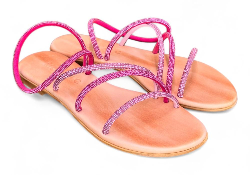 Sandalo mignon strass fuxia e rosa Mosaic 