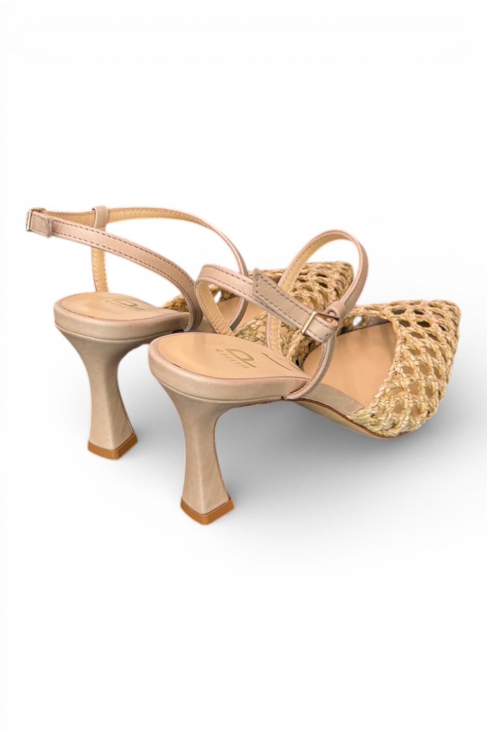 Slingback rafia taupe T70  Matteo Pitti 