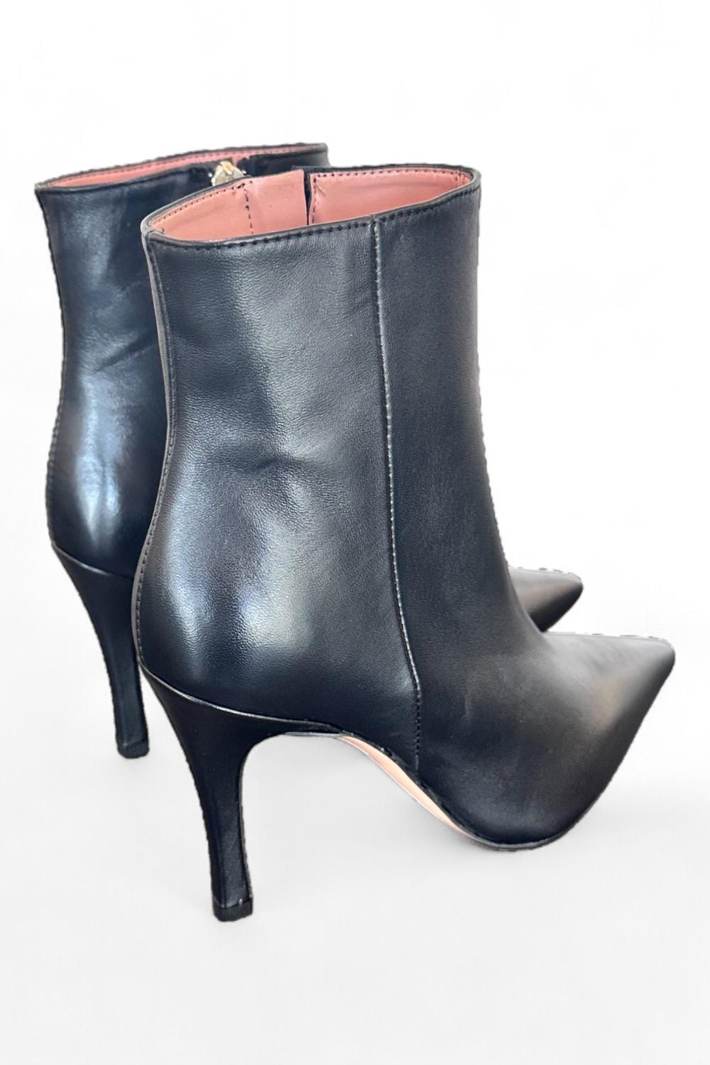 Tronchetto zip sfilato pelle nera Les Autres<BR/> 