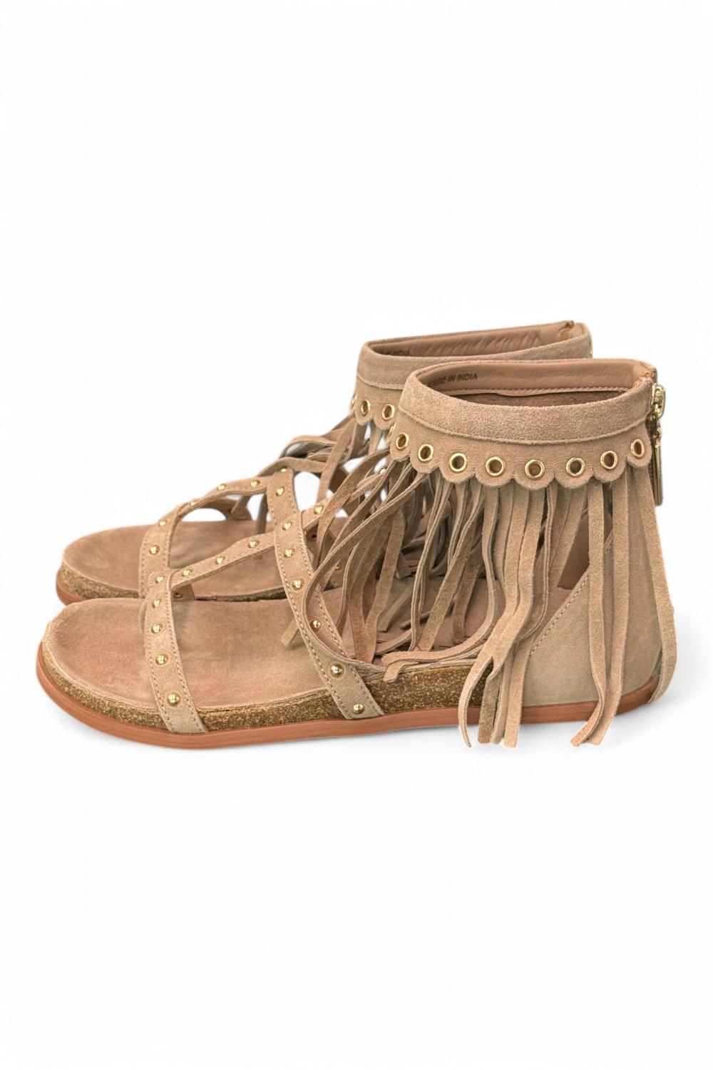 Sandalo beige con frange Emanuel Vee 