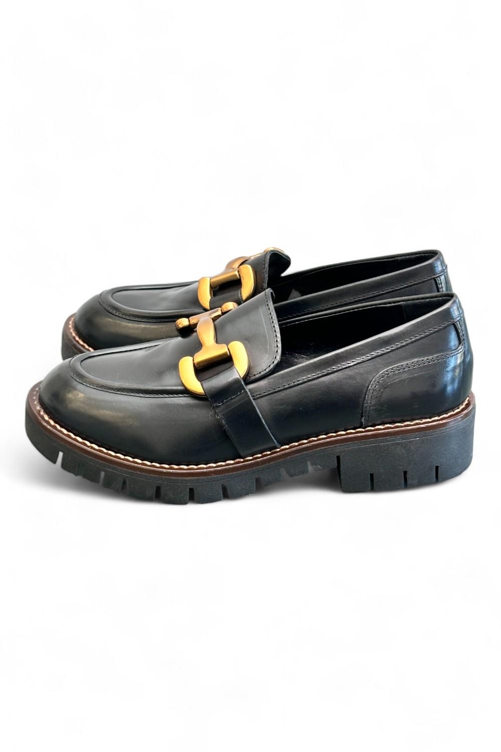 Mocassino accessorio pelle nera Anima 