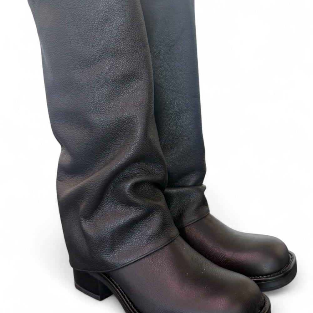 Stivale biker ghetta pelle nera Ranye <BR/> 