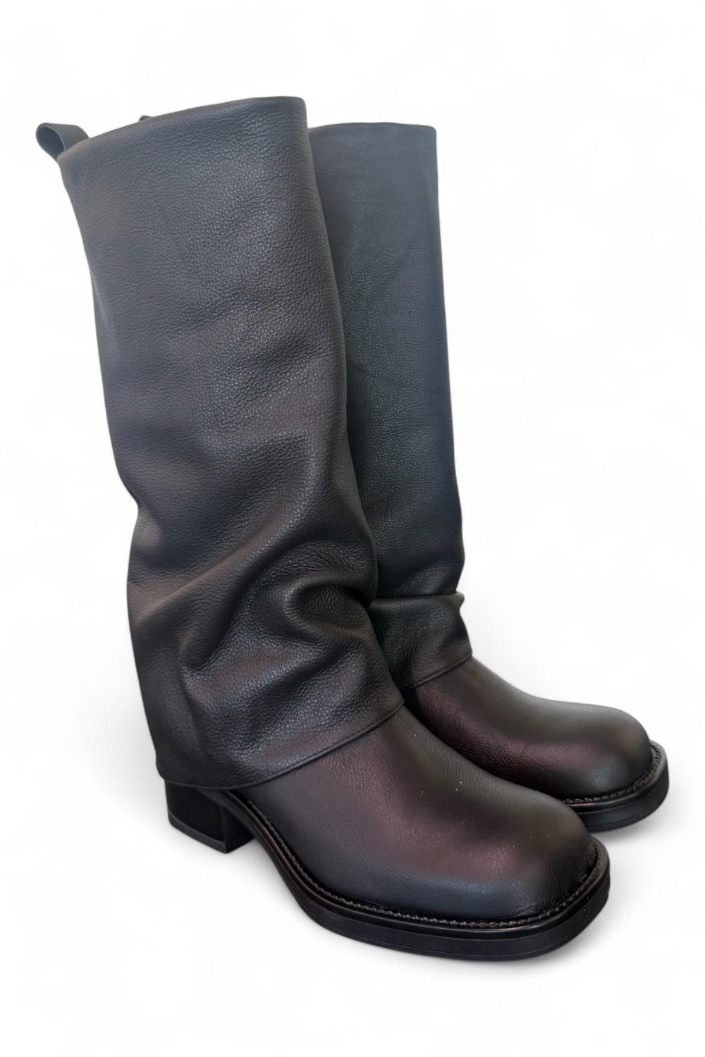 Stivale biker ghetta pelle nera Ranye <BR/> 