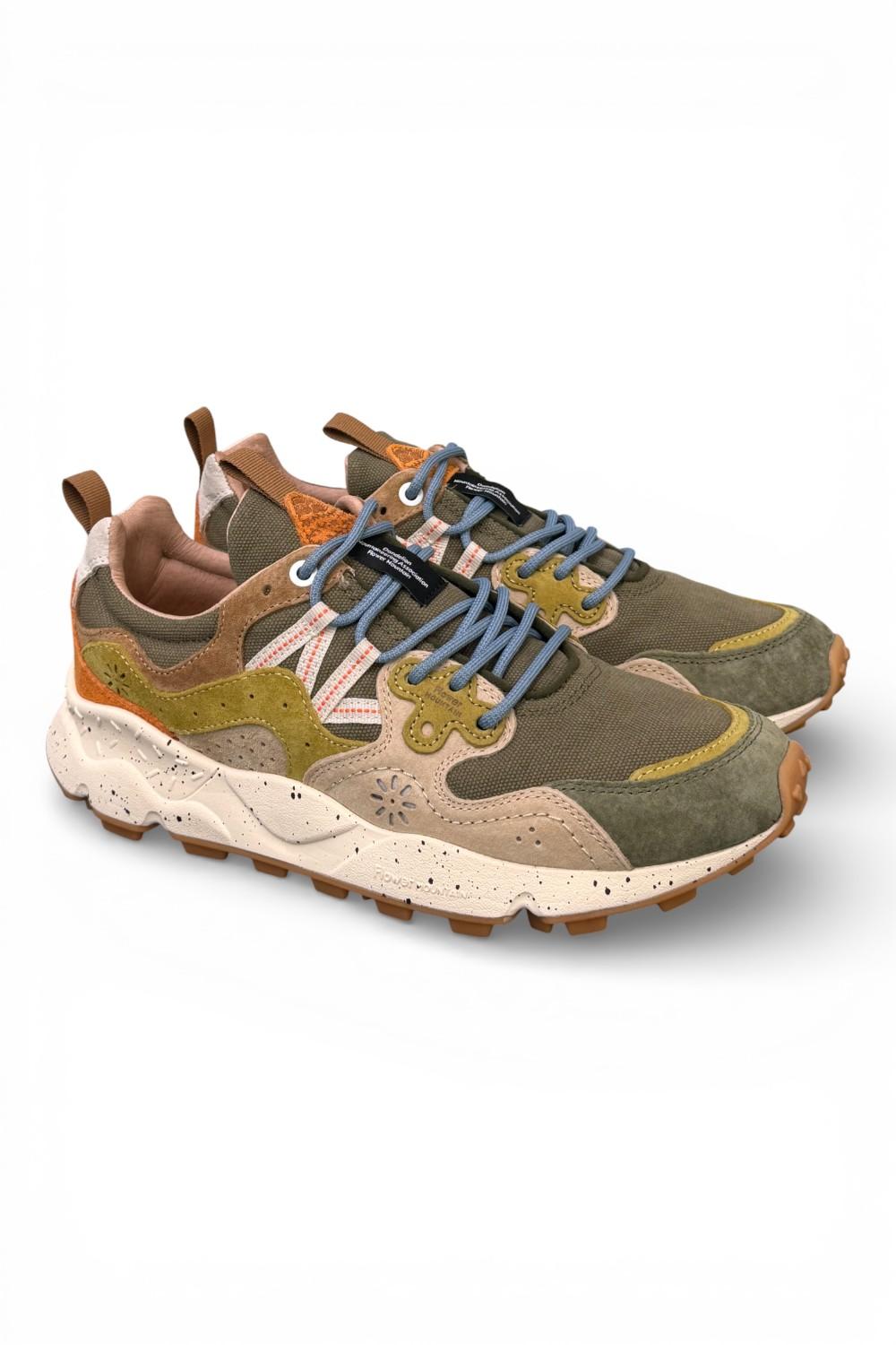 Sneaker uomo Yamano 3 1F06 canvas military Flower Mountain 