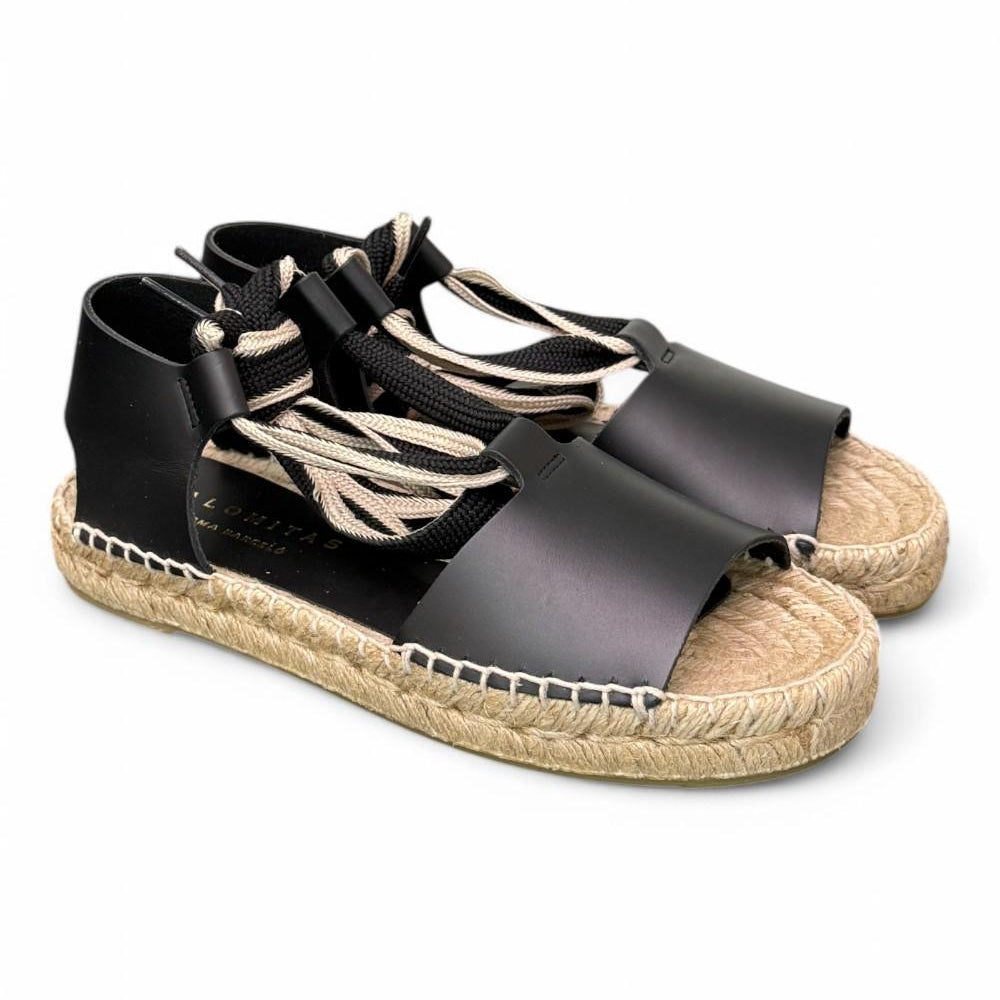 Sandalo con fascia pelle nera Palomitas<BR/> 