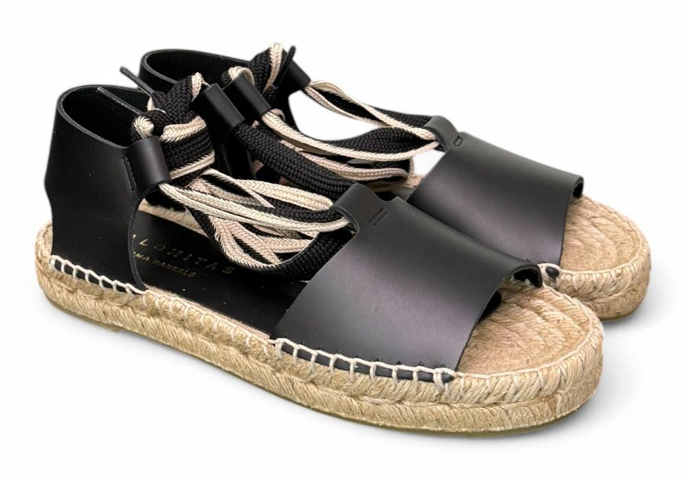 Sandalo con fascia pelle nera Palomitas<BR/> 