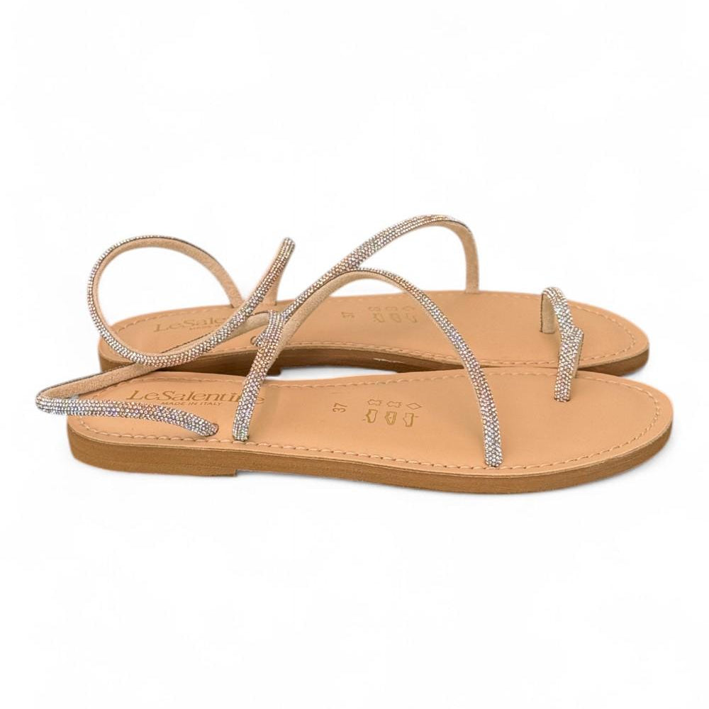 Sandalo infradito strass argento platino Le Salentine 