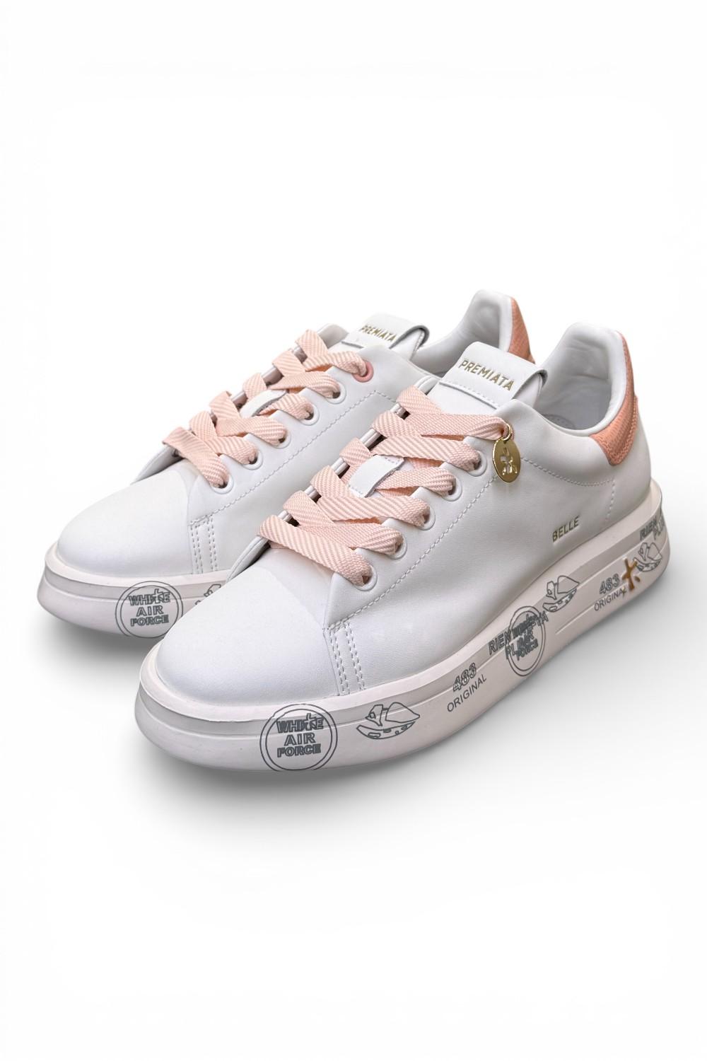 Sneaker donna Belle 8159 Premiata bianca rosa 