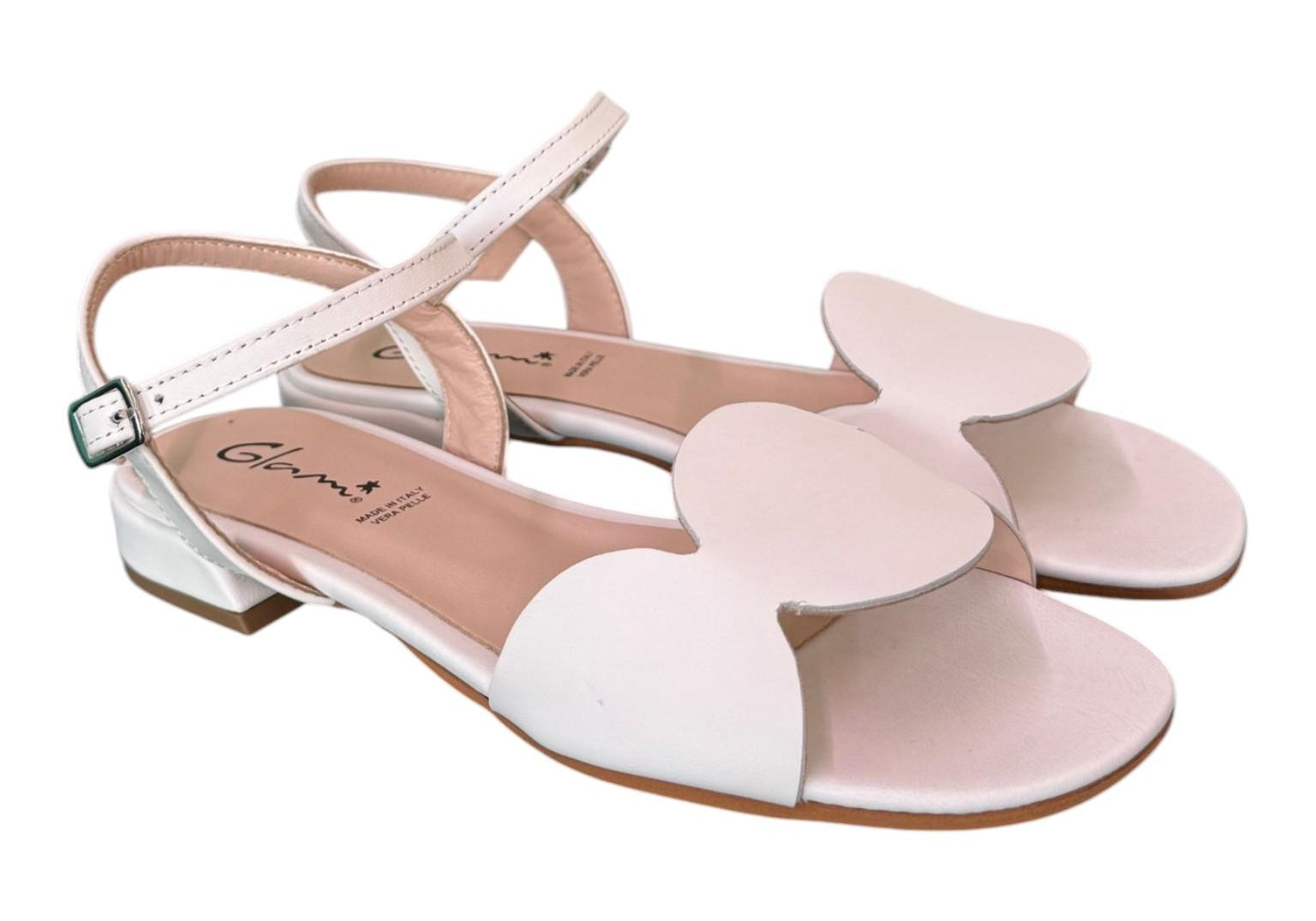 Sandalo cerchi pelle latte Glam<BR/> 