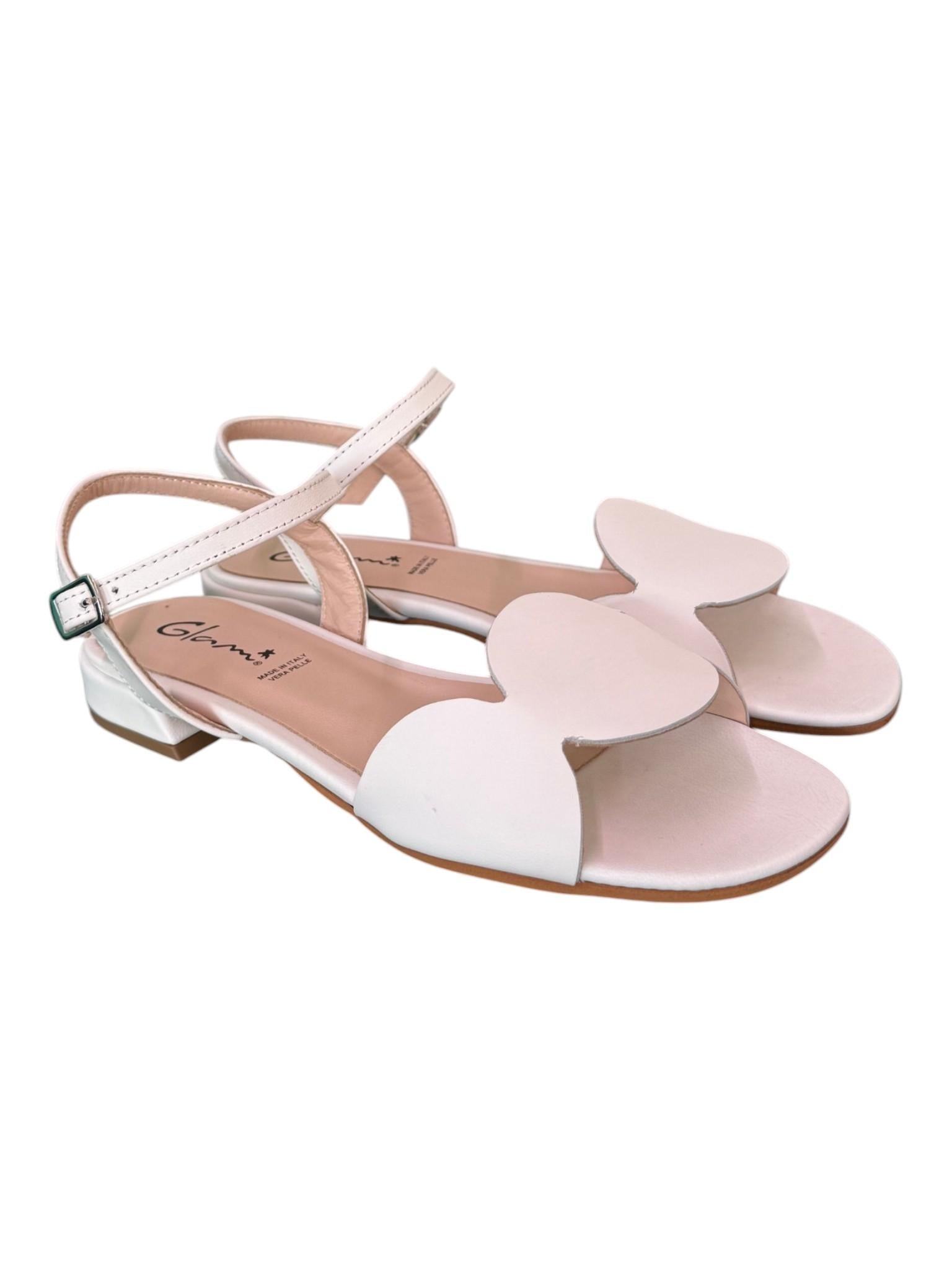 Sandalo cerchi pelle latte Glam<BR/> 