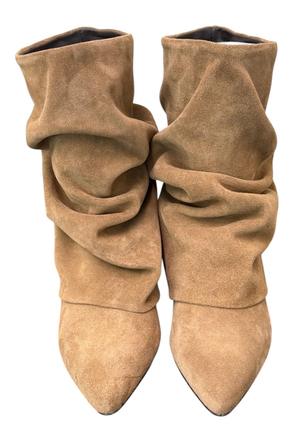 Stivaletto pieghe The icona suede taupe 
