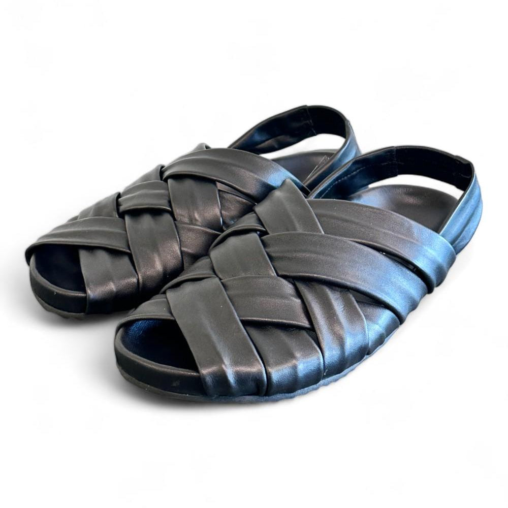 Sandalo flat intrecci nero Patrizia Bonfanti 
