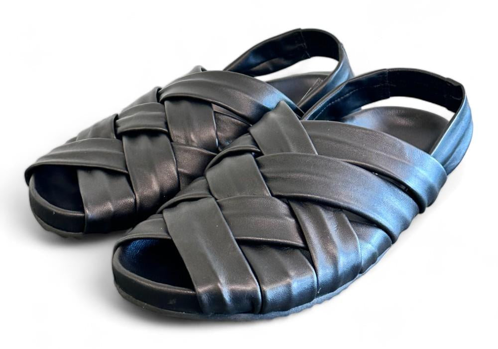 Sandalo flat intrecci nero Patrizia Bonfanti 