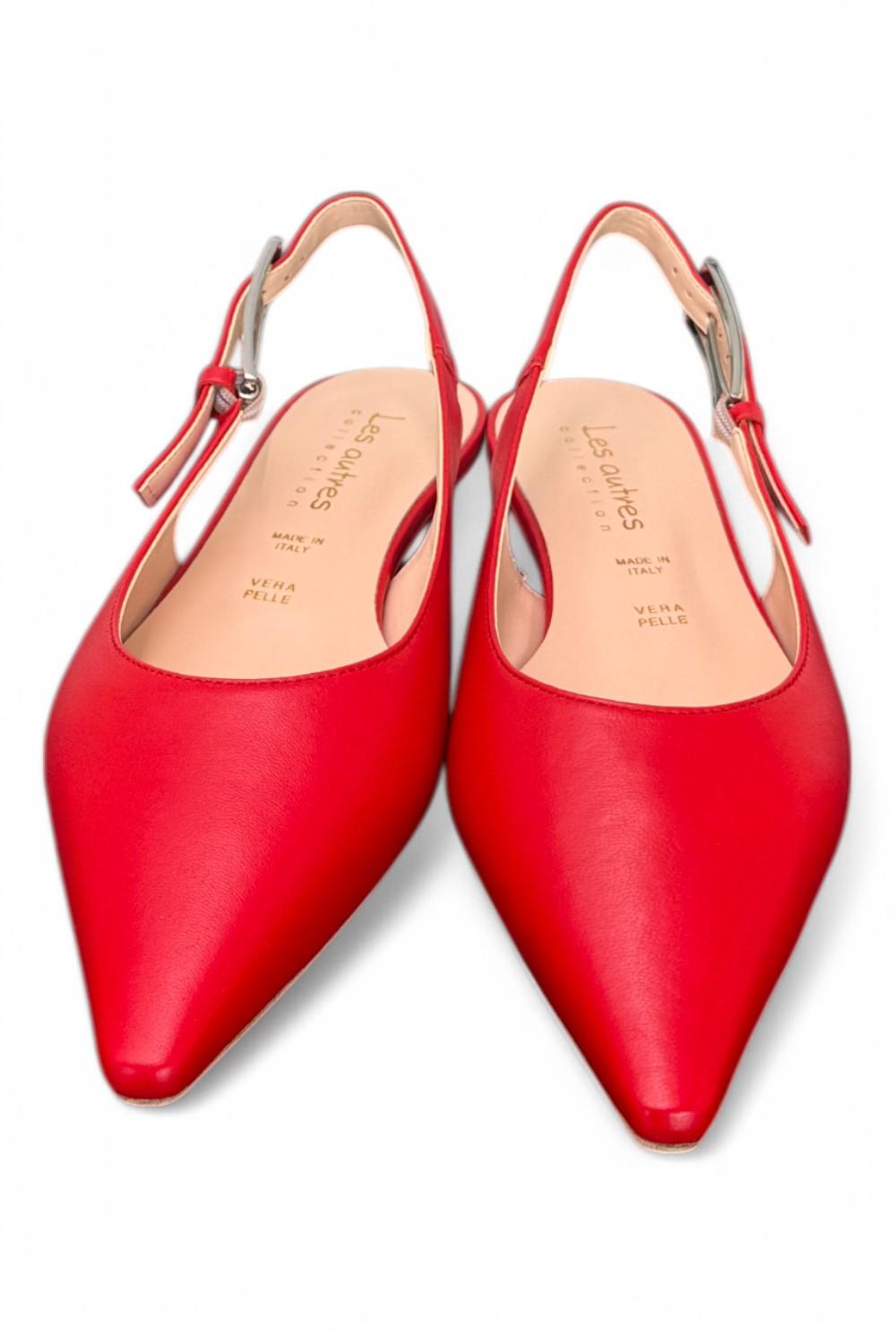 Slingback pelle rosso flat Les Autres<BR/> 