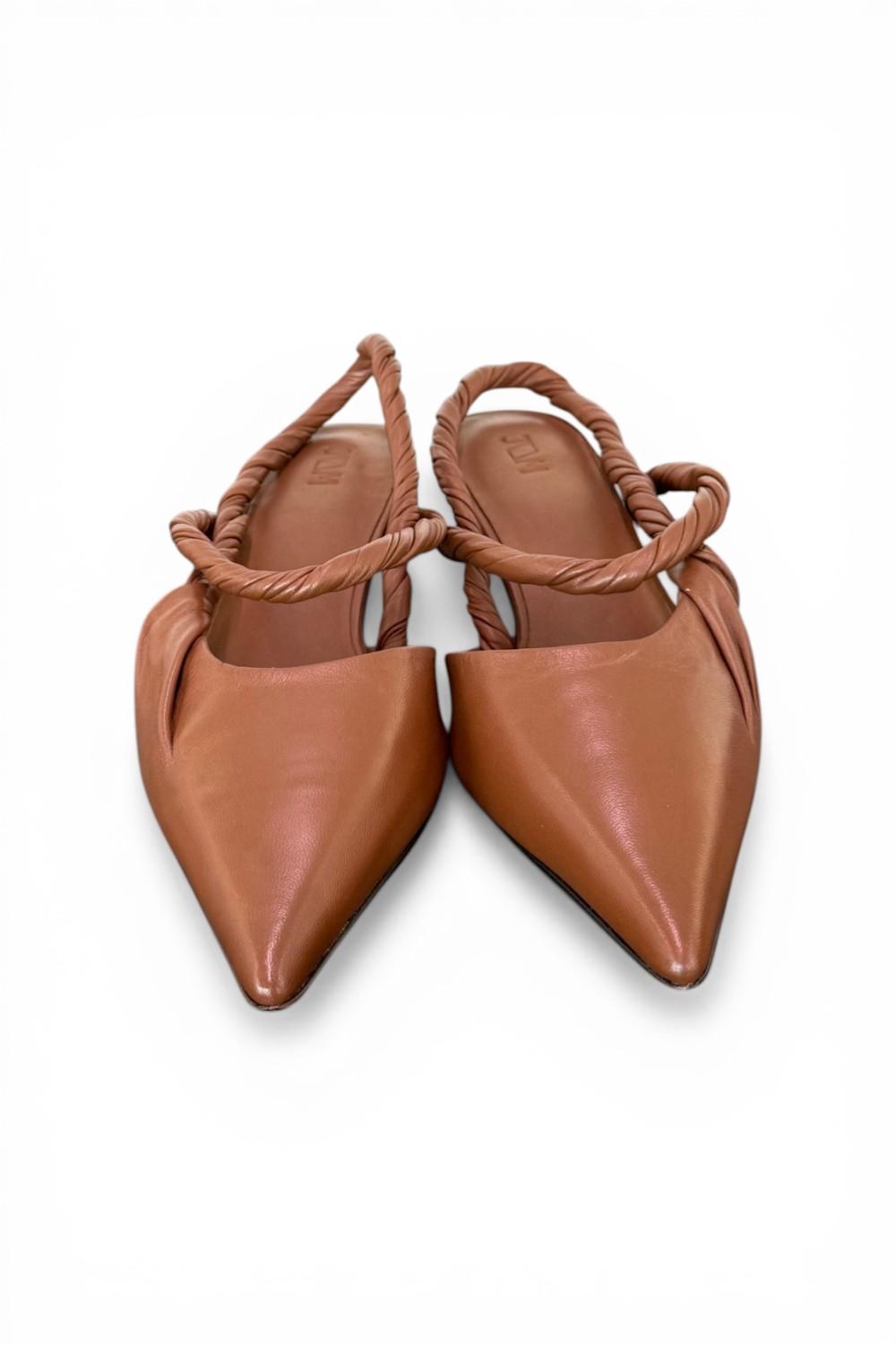 Slingback pelle marrone treccia  JVAM<BR/> 