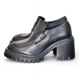 Mocassino donna nero borchie tacco 60 Target<BR/> 