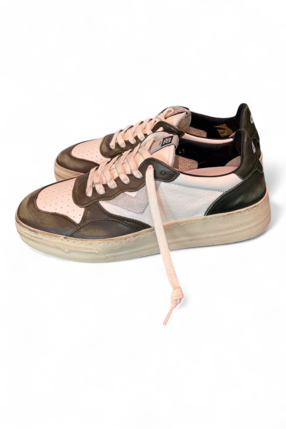 Sneaker uomo Hyper pelle bianca oliva 