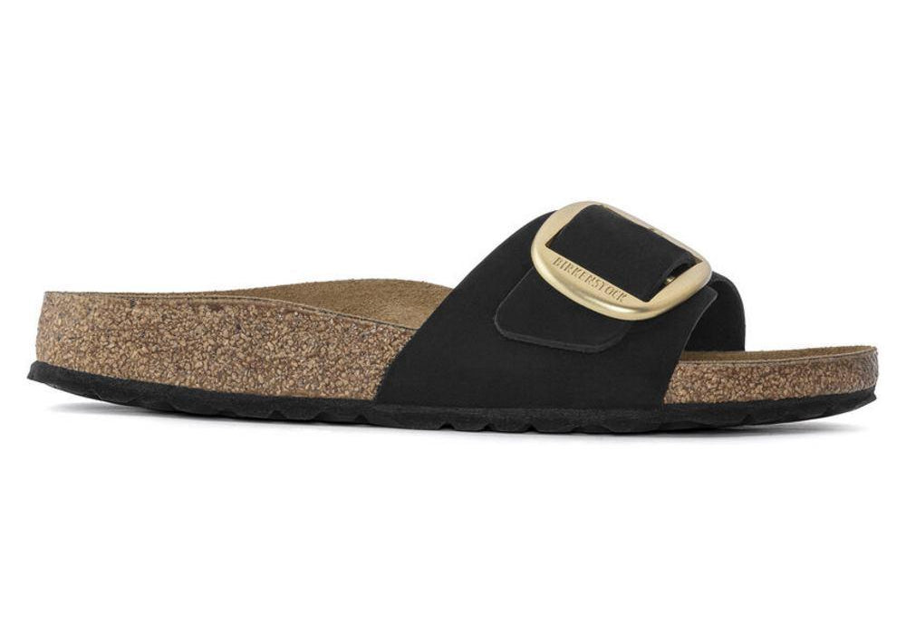 Ciabatta donna Madrid Big Buckle suede nero Birkenstock 