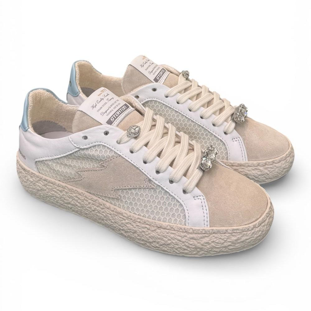 Sneaker donna crep beige celeste Stokton<BR/> 
