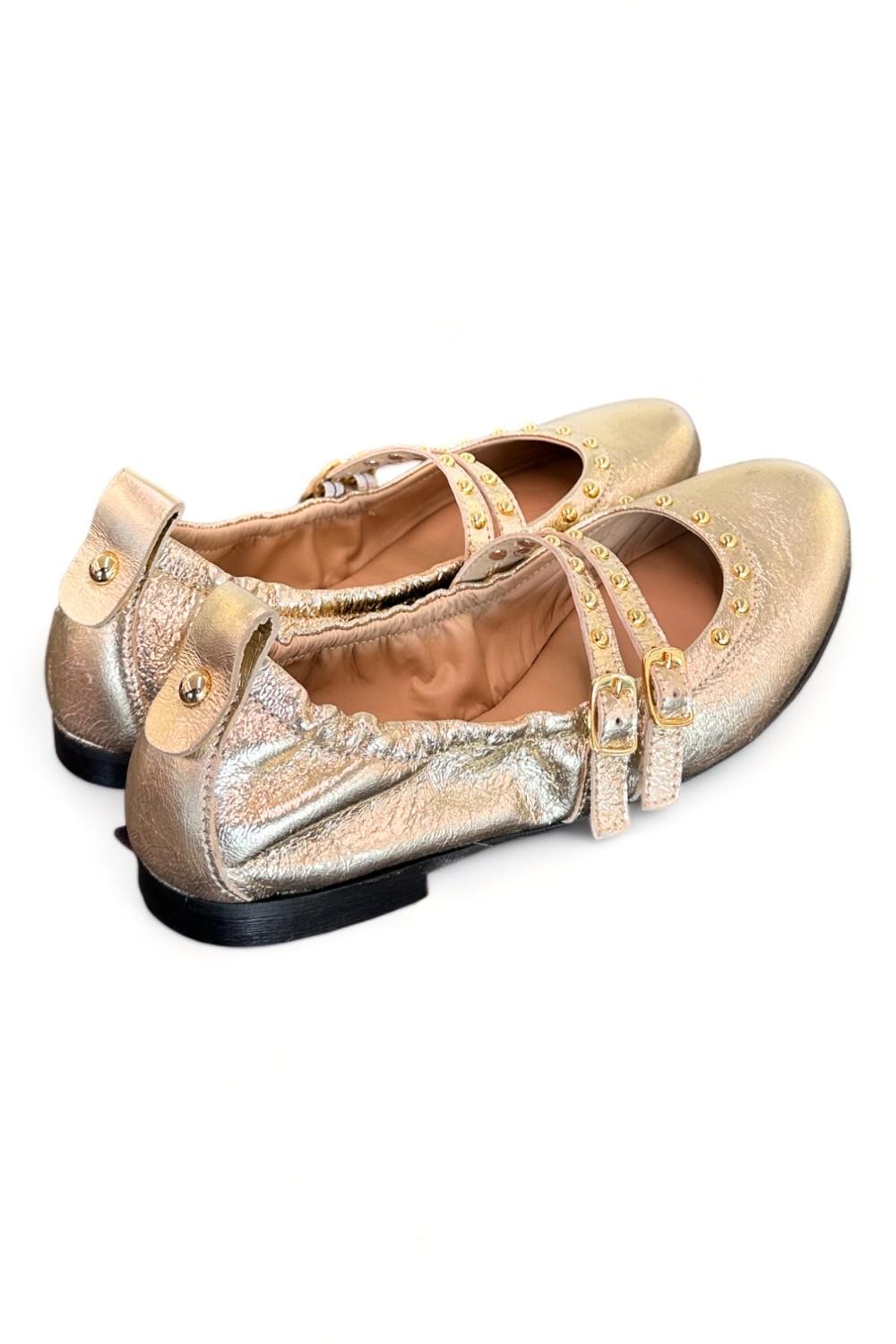 Ballerina cintini  pelle platino Dei Colli<BR/> 