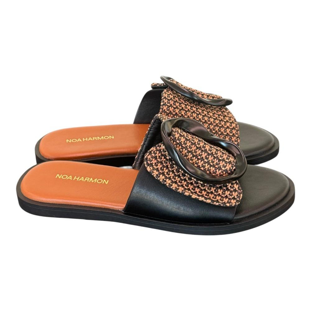 Ciabatta fibbia nero camel Noa Harmon 