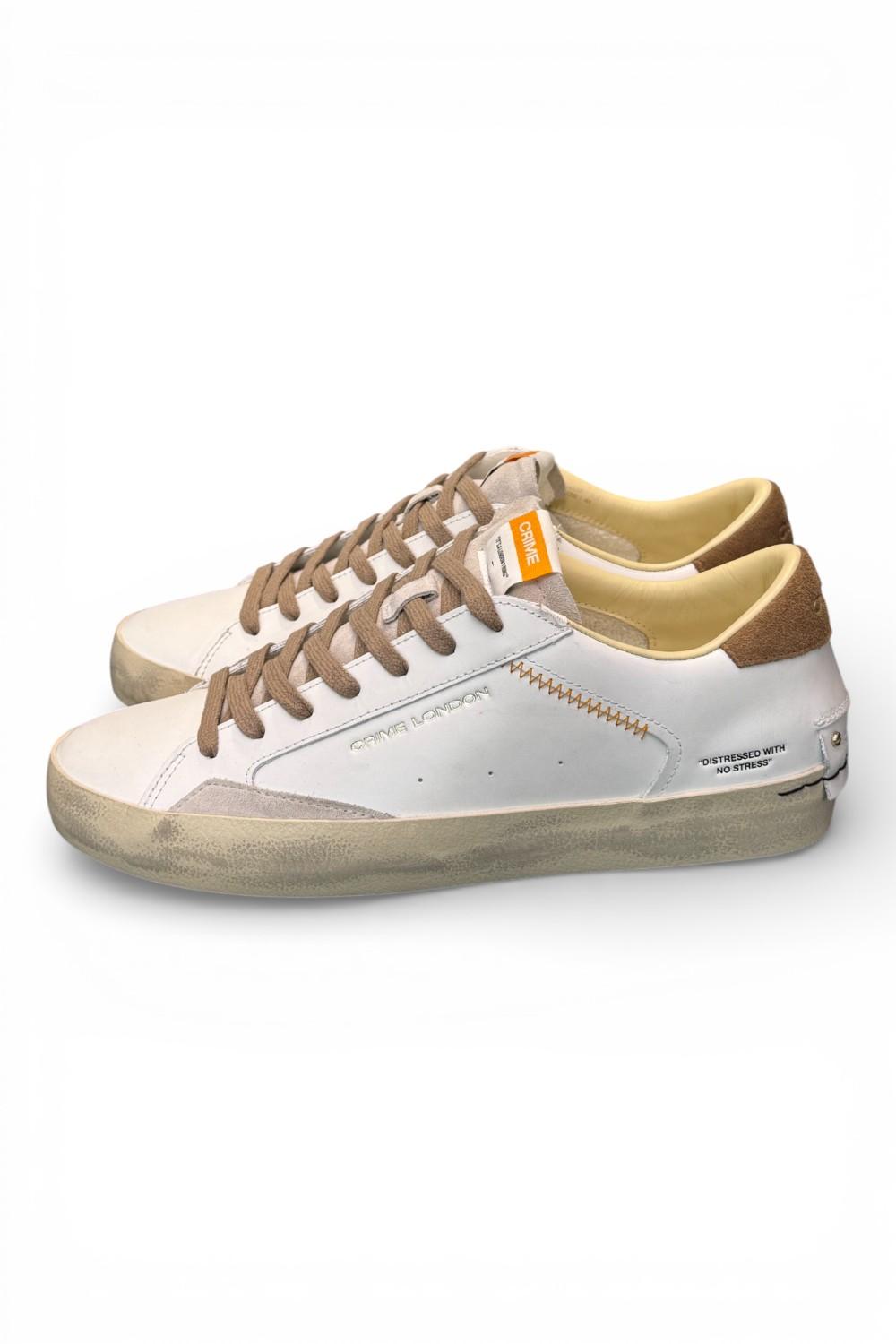 Sneaker vulcanizzata bianca beige Crime London distressed 