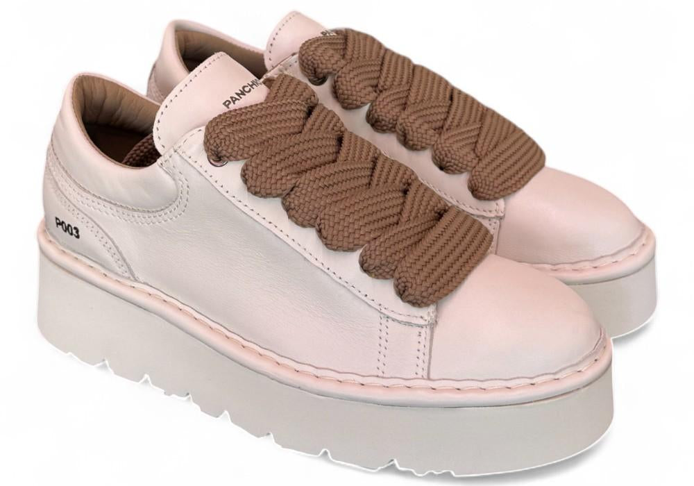 Scarpa allacciata donna Panchic P003 pelle avorio 