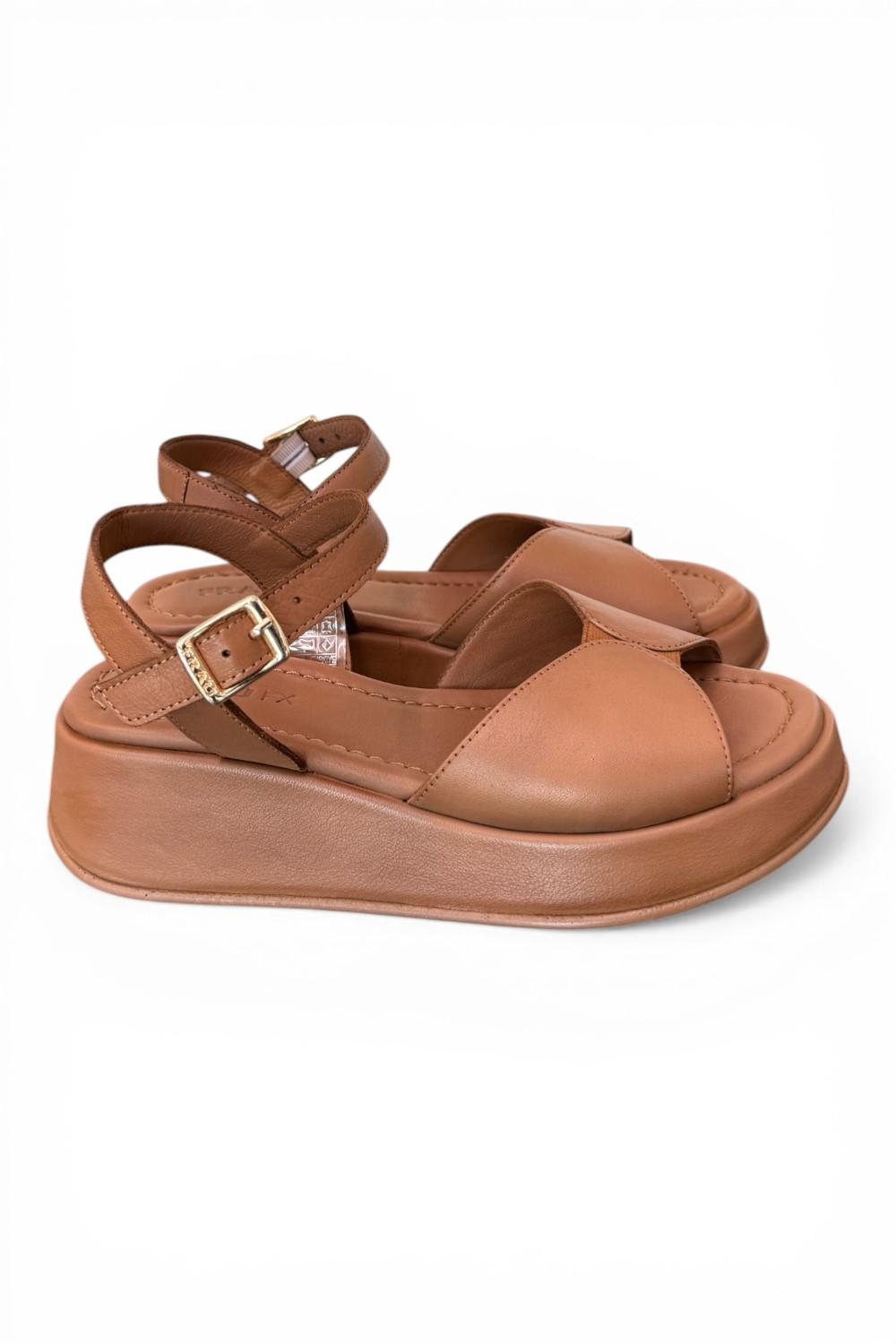 Sandalo fascia pelle camel Z50 Frau 