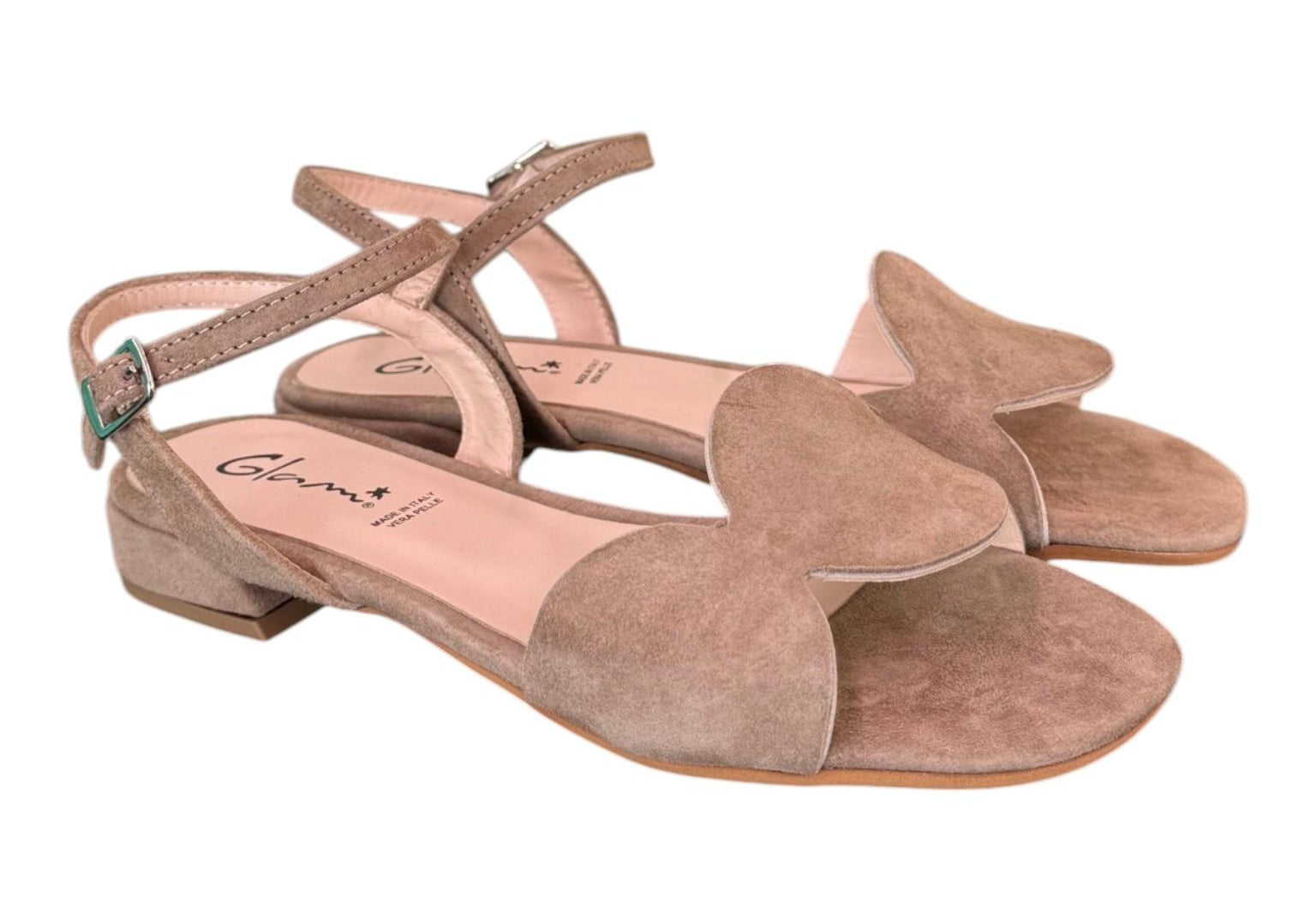Sandalo cerchi suede terra Glam<BR/> 