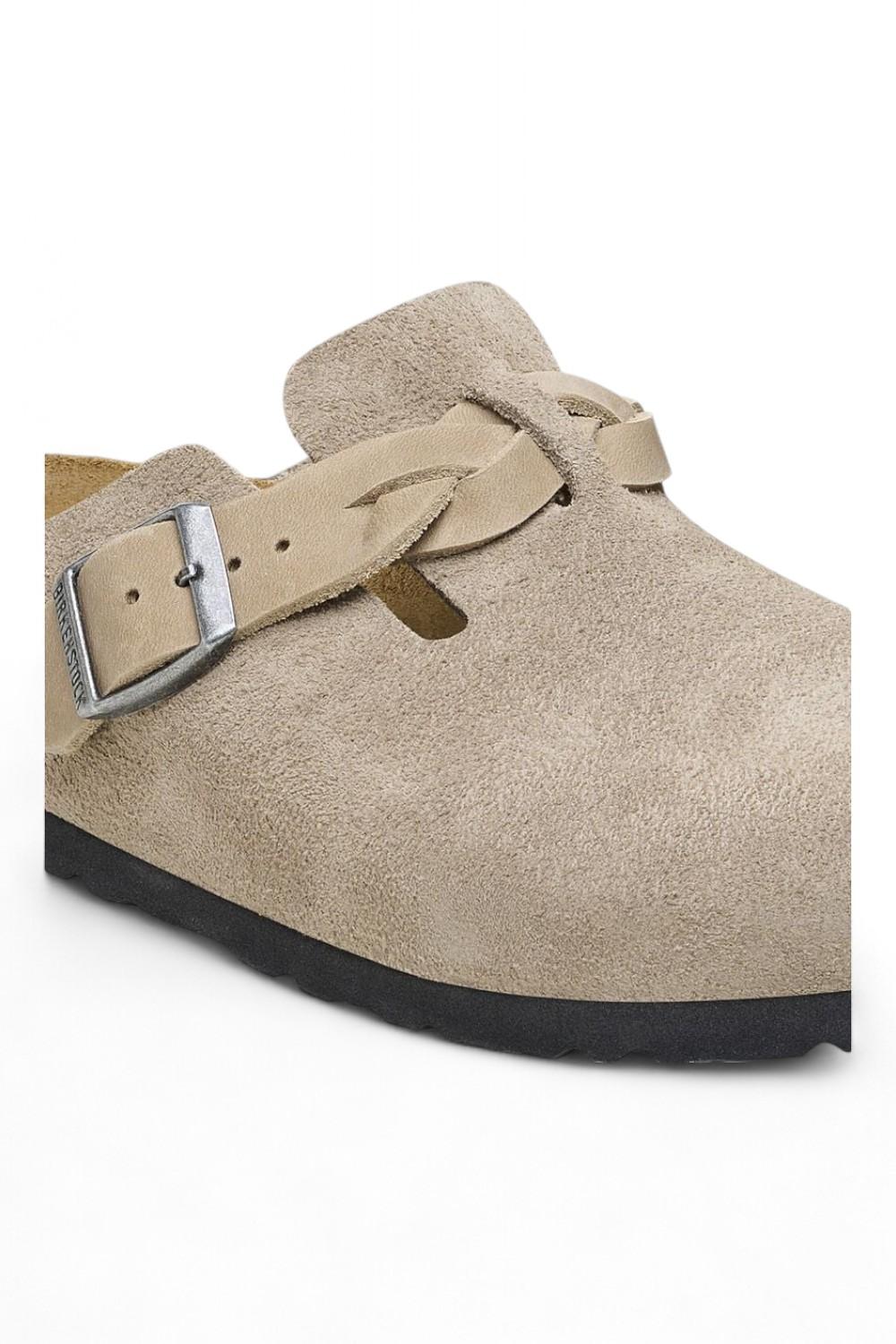 Sabot Boston Birkenstock Suede Braided Taupe 1026694 