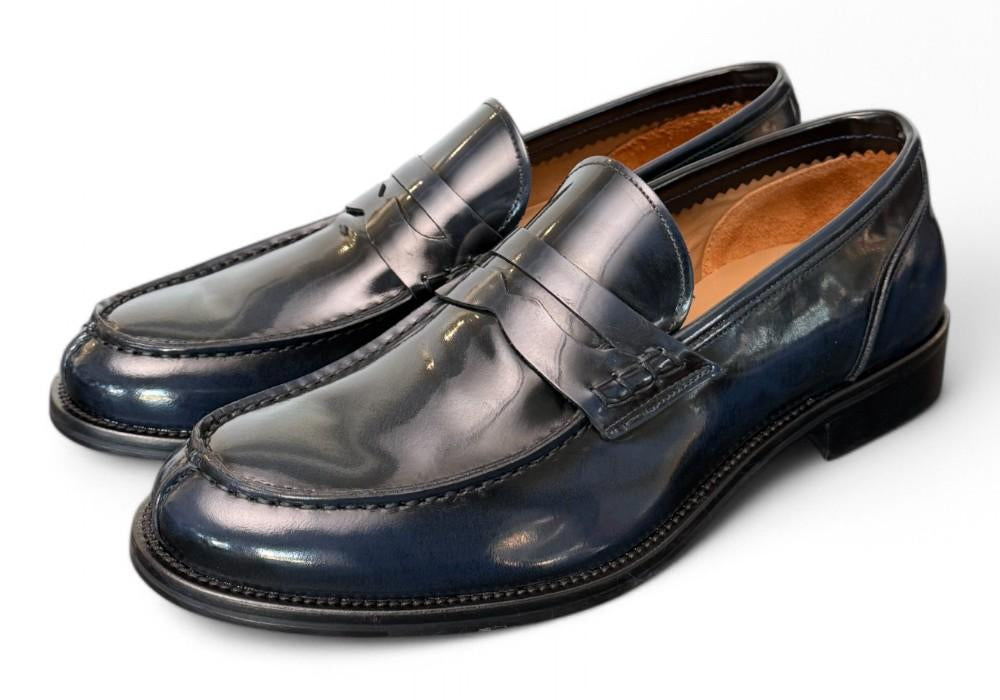 Mocassino spazzolato blu Franco Fedele 