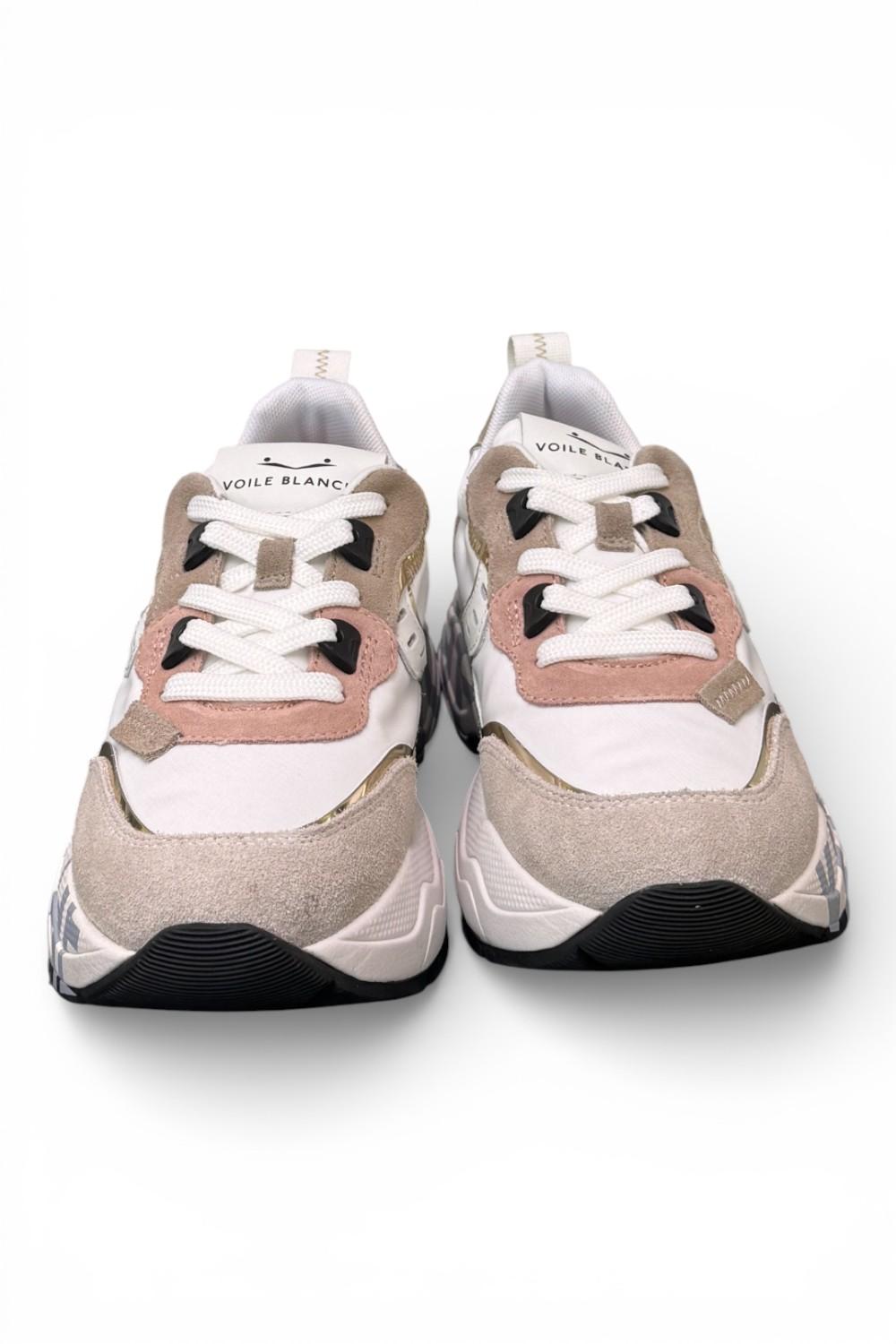Sneaker donna Voile Blanche Club 105 bianca beige rosa 1N61 