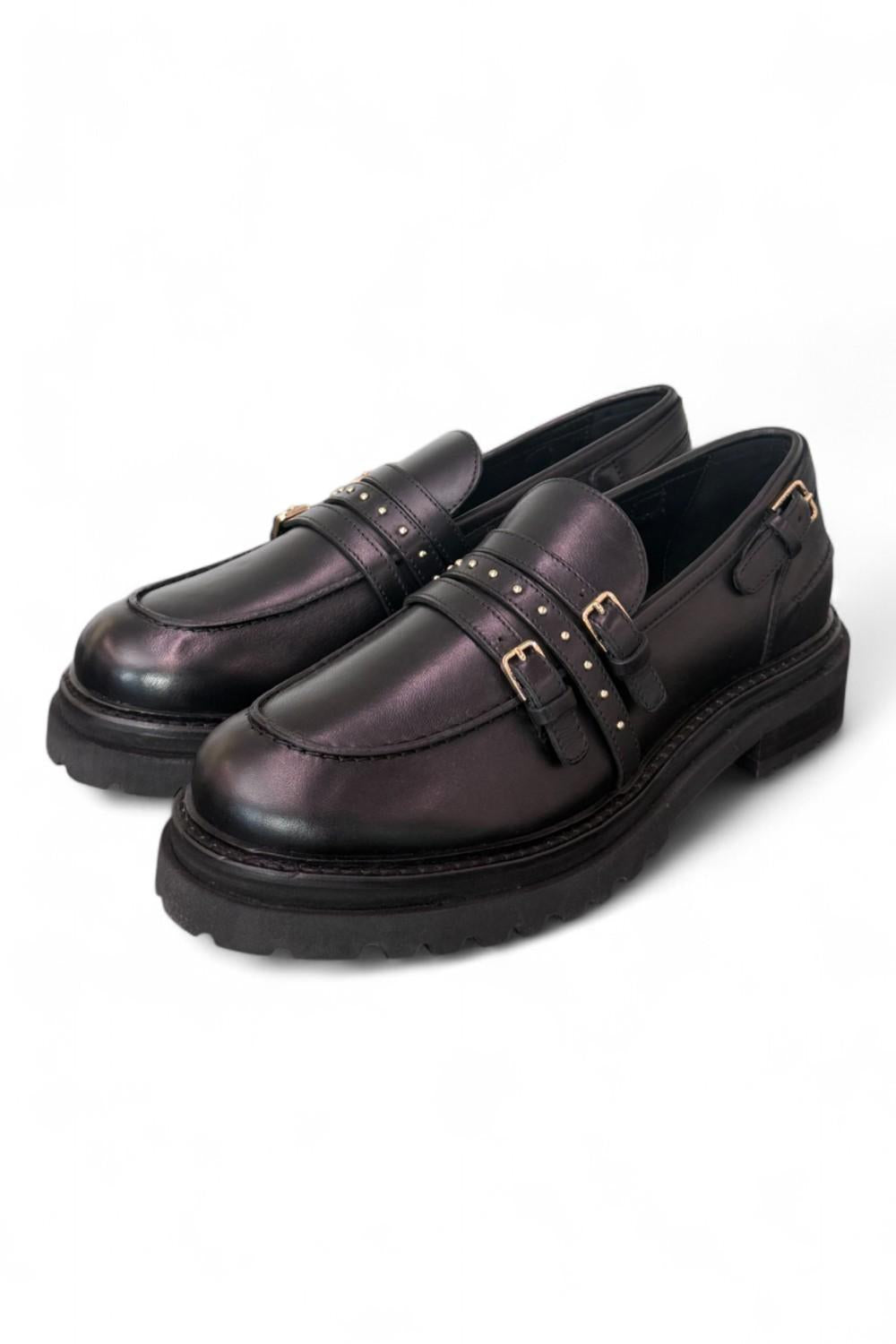 Mocassino donna pelle nera Janet 
