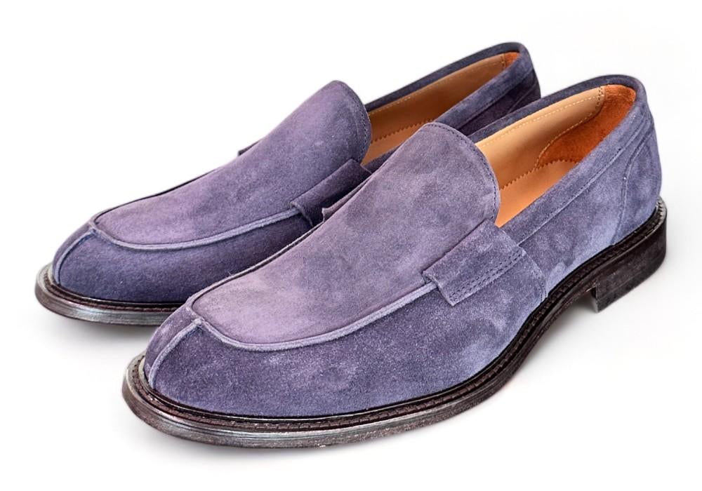 Mocassino liscio suede blu Franco Fedele 