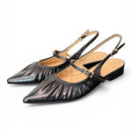 Slingback flat arricciata  nera Chiconic 