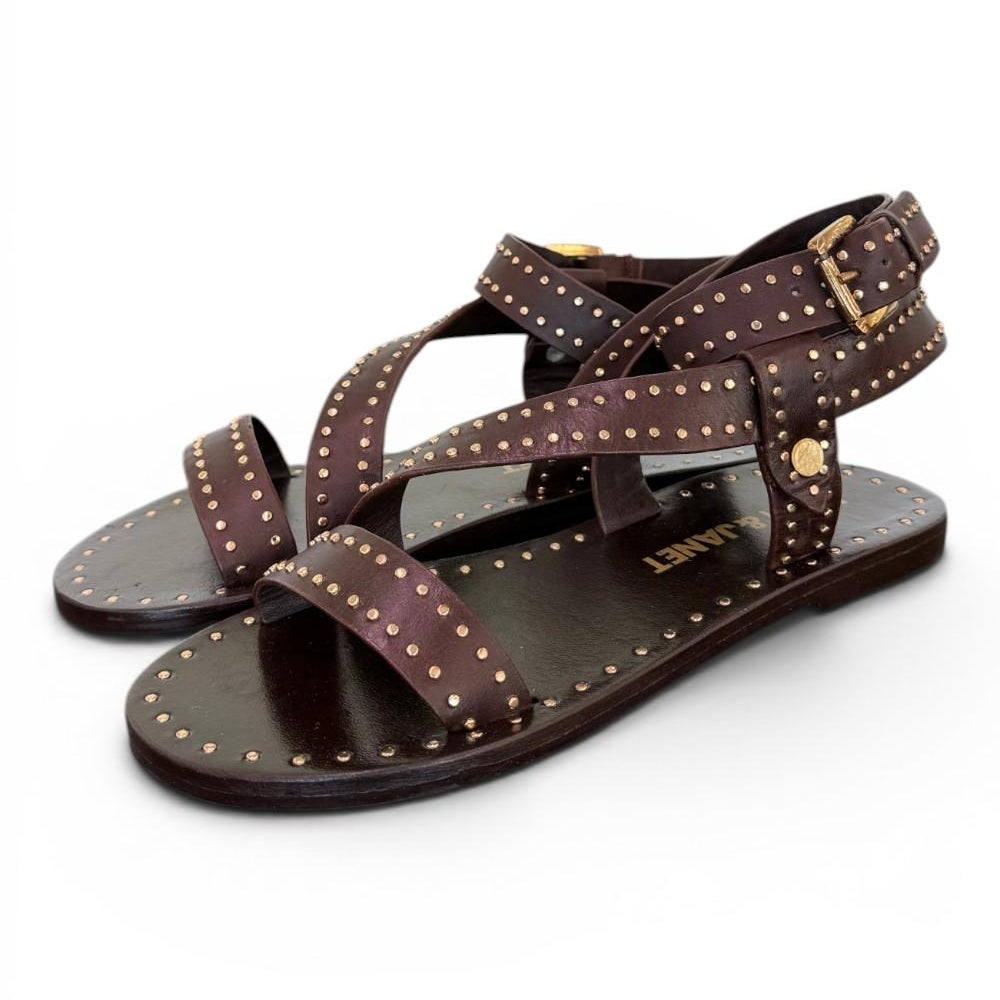 Sandalo microborchie pelle testa di moro Janet<BR/> <BR/> 