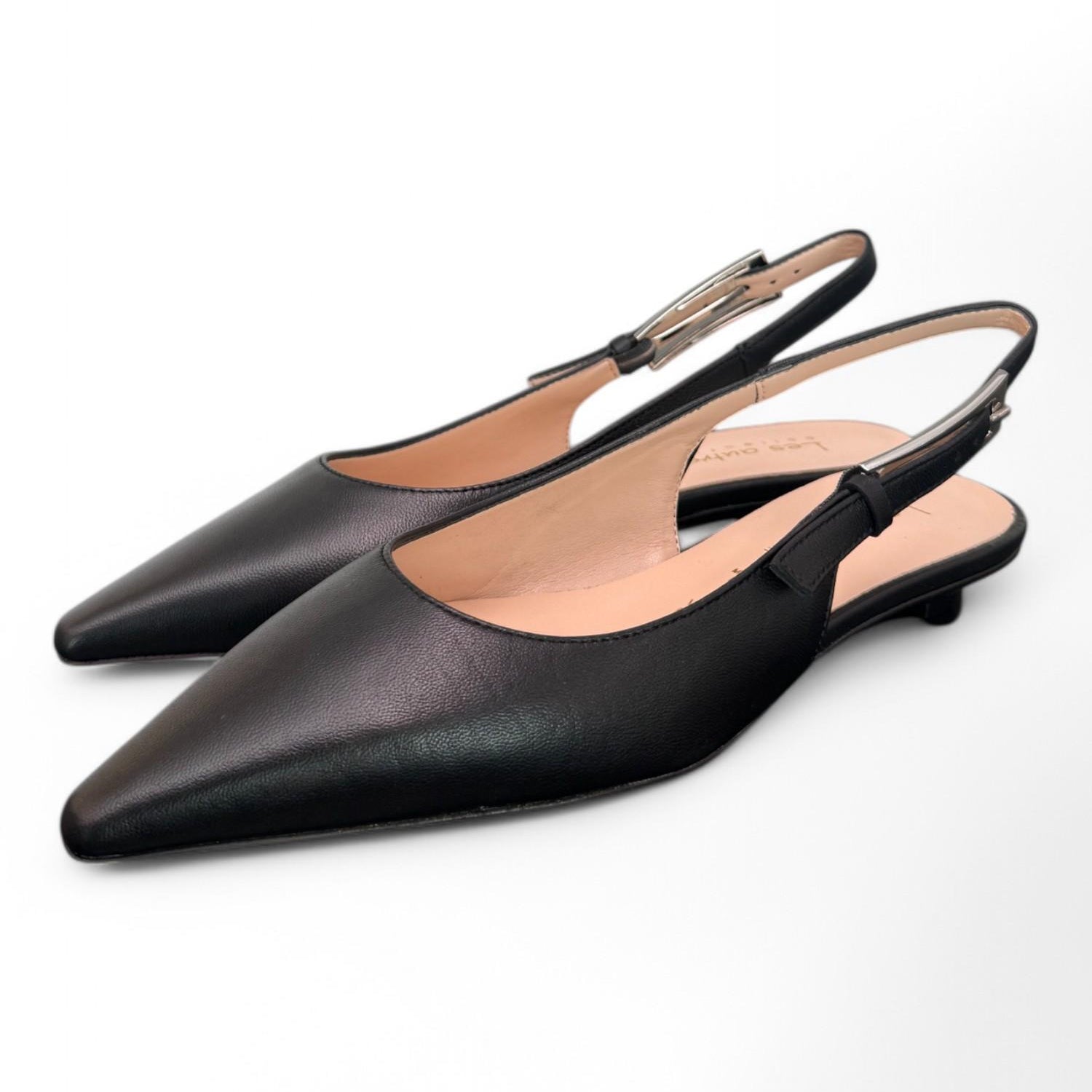 Slingback pelle nera flat Les Autres<BR/> 