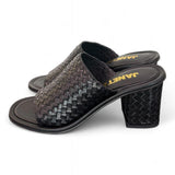 Ciabatta pelle nera tacco Janet & Janet 